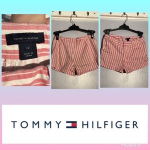 Pink and white striped Tommy Hilfiger shorts
